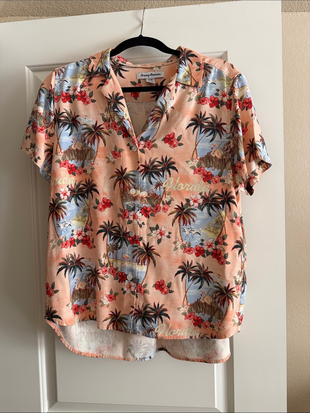 Tommy Bahama Peach Tropical Palm Short-Sleeve Camp Shirt